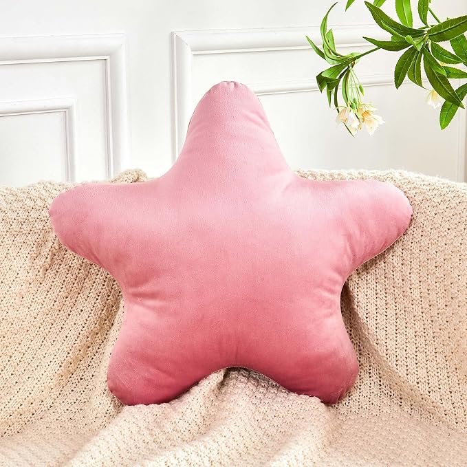 Dusty Pink Star Throw Pillow, Cute Star Pillow Room Decor, Soft 19.6" Star by XVTRU