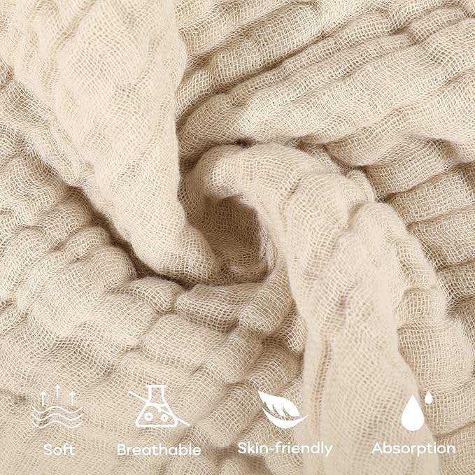 Yoofoss Muslin Baby Washcloths 100% Cotton Face Towels 10 Pack Wash Cloths - Image 2