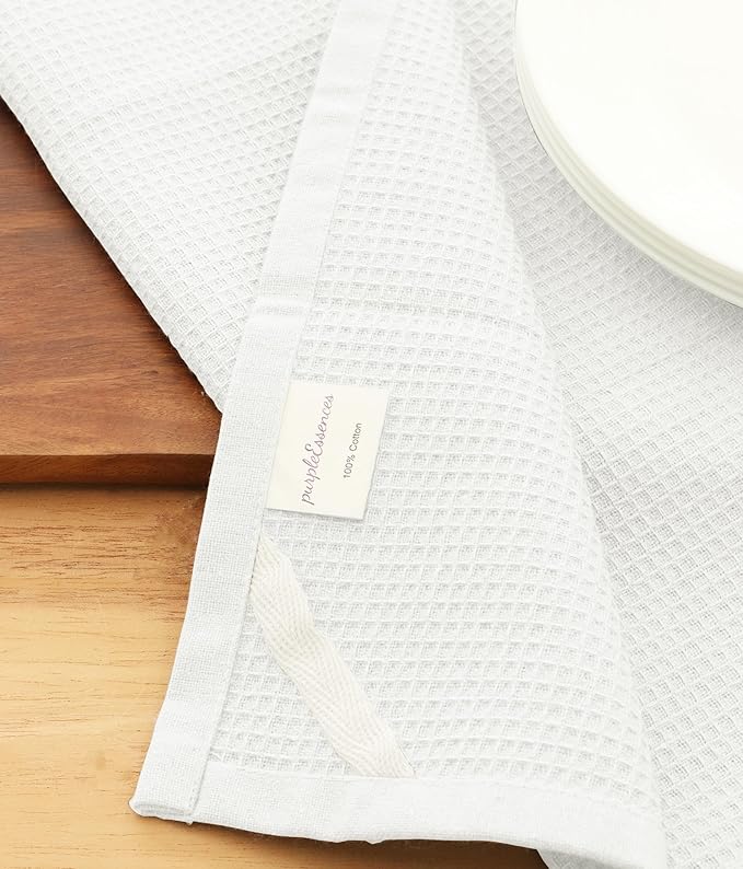 PurpleEssences Waffle Weave Kitchen Towel, 100% Cotton - Image 5