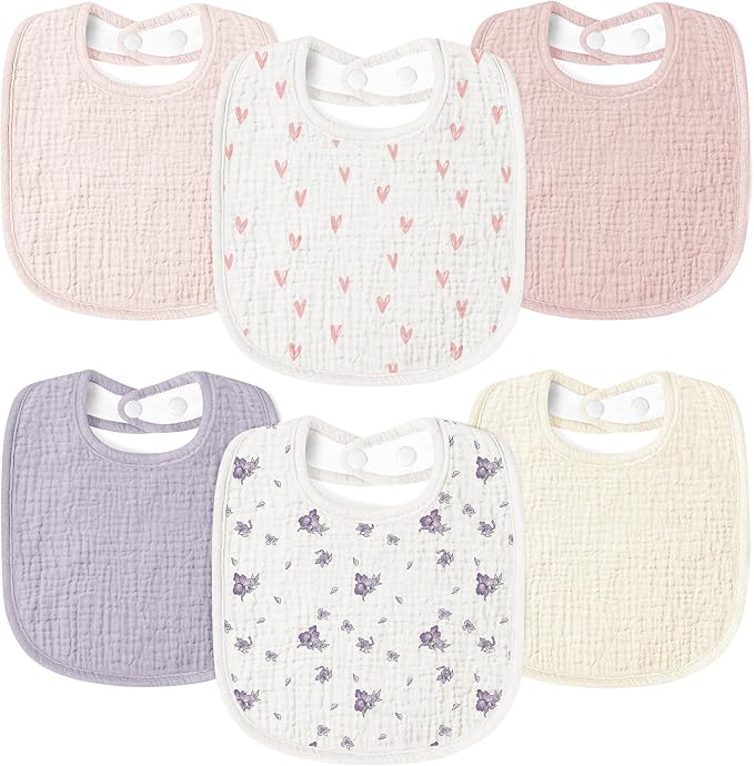 Susurration Muslin Baby Drool Bibs 6Pack Soft Square Adjustable Baby Bandana by Susurration