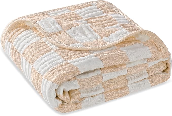 Ultra-Soft Checkered Muslin Baby Blanket by HardNok
