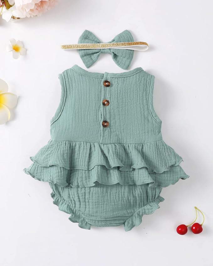 Renotemy Newborn Infant Baby Girl Clothes Rompers Summer Jumpsuits Short Sleeve - Image 3