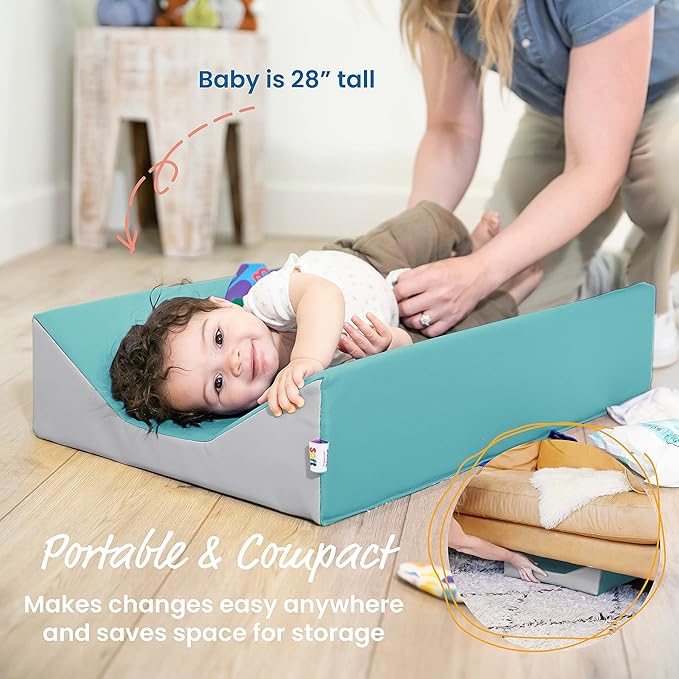 ECR4Kids SoftZone Baby Changing Pad, Seafoam/Light Grey - Image 5