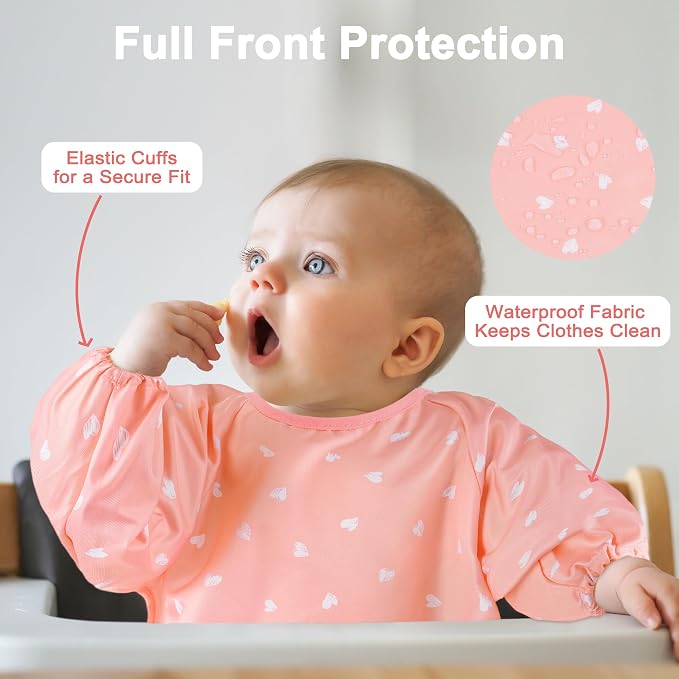 Long Sleeve Baby Bib For Eating Feeding Mess Proof Waterproof Food Smock Bibs - Image 5