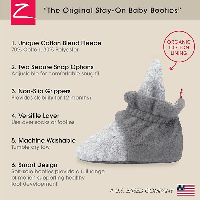 Zutano Unisex Fleece Baby Booties, Two Snap Closure, Newborn to 24 Months - Image 3