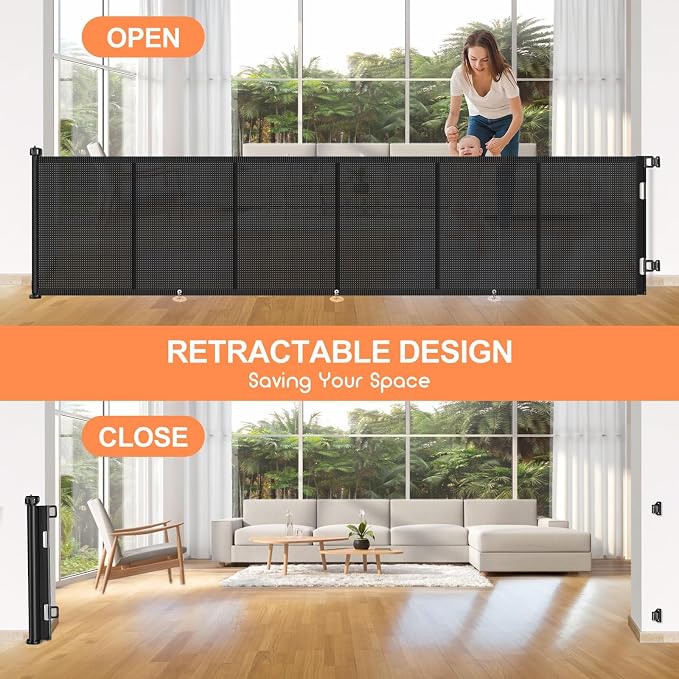 Upgrade 150 inch Retractable Baby Gates, EZIGO Extra Wide Baby Gate - Image 6