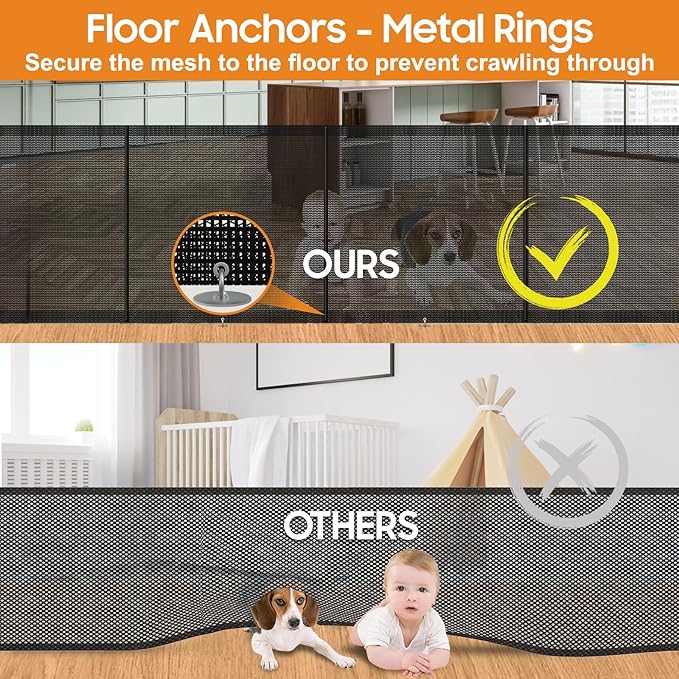 160" Retractable Baby Gates, Prevent from Crawling Underneath, Extra Wide Dog - Image 5