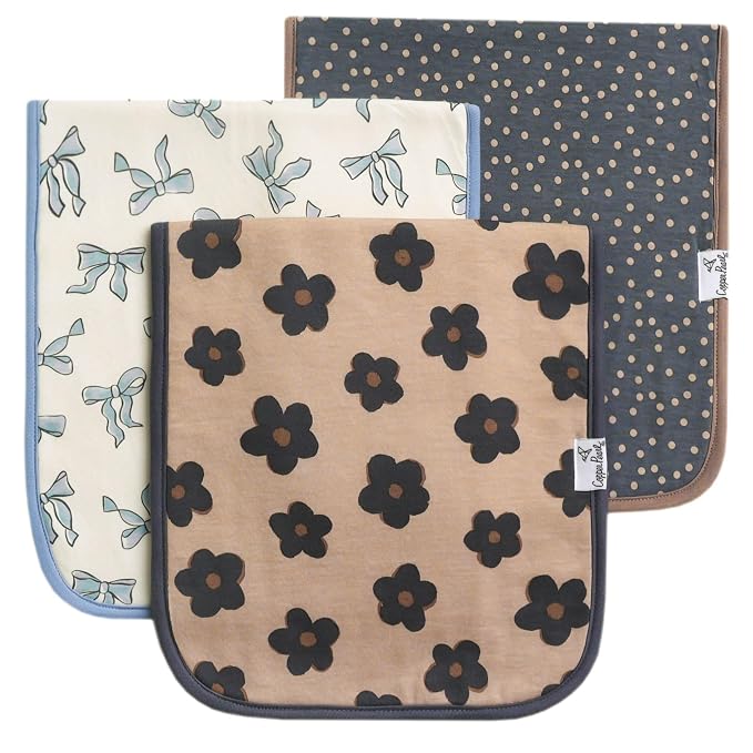 Baby Burp Cloth Large 21''x10'' Size Premium Absorbent Triple Layer 3-Pack Gift by CopperPearl