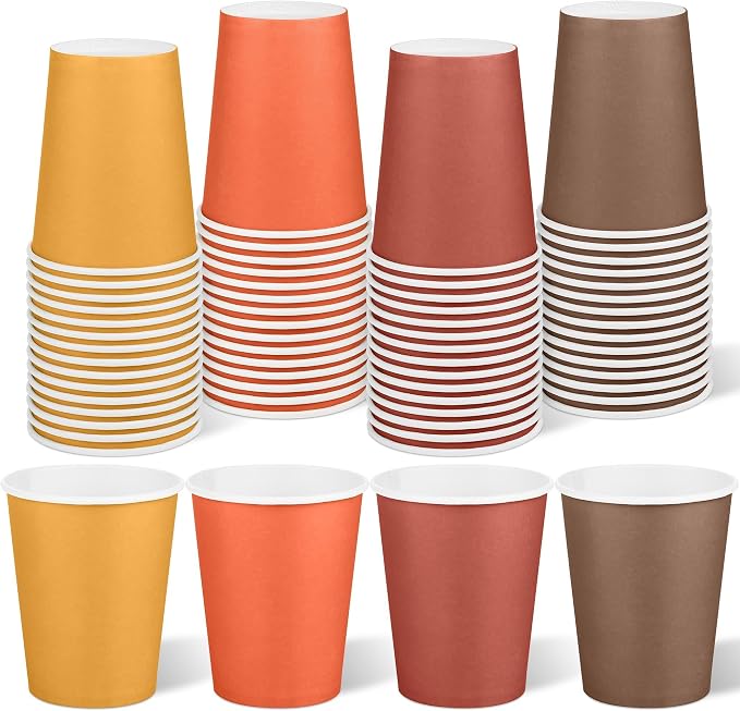 URATOT 60 Pieces 9 Ounce Disposable Paper Cups Autumn Color Party Cups by URATOT