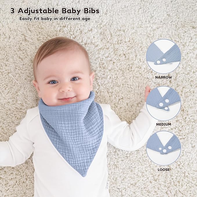 Susurration Muslin Baby Drool Bibs 6Pack Soft Triangular Adjustable Baby - Image 4