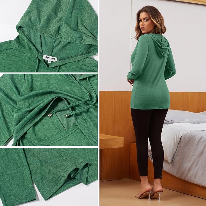 GINKANA Women's Nursing Hoodie Sweatshirt Long Sleeves Breastfeeding Maternity - Image 6