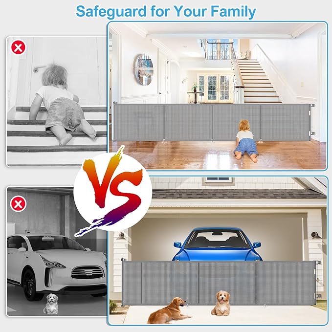 Upgrade 180 inch Retractable Baby Gates, EZIGO Extra Wide Baby Gate - Image 4