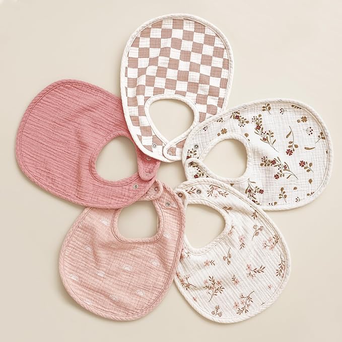 Konssy Muslin Baby Bibs 8 Pack Baby Bandana Drool Bibs Cotton - Image 7