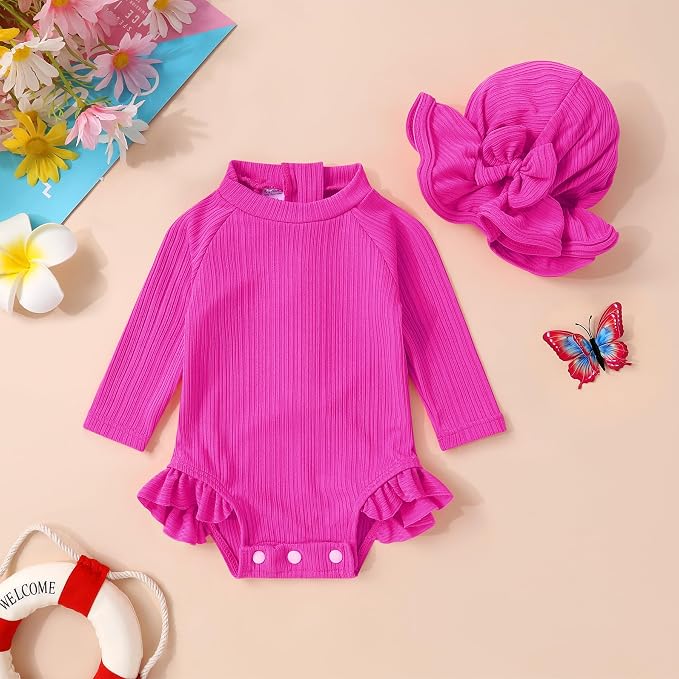 YOUNGER TREE Infant Baby Girls Swimsuit Long Sleeve Swimsuits One Piece - Image 2