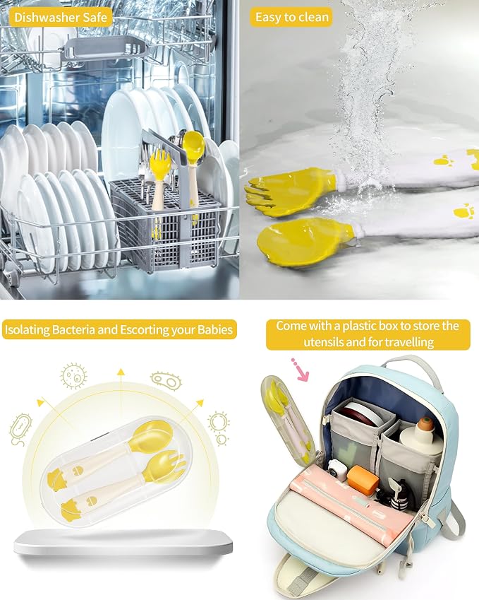 Deejoy Toddler Utensils, Self-feeding Flatware Set withTravel Case, Baby Spoons - Image 4
