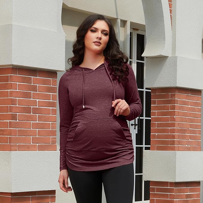 GINKANA Maternity Hoodie Long Sleeves Shirts Casual Maternity Top Pregnancy - Image 3