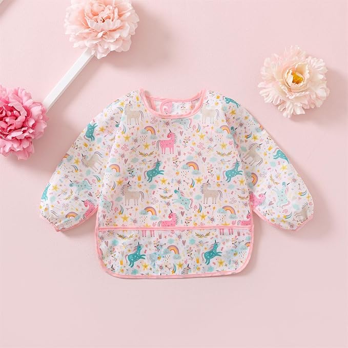 3 Pcs Waterproof Long Sleeves Baby Bibs Weaning Smock Bib 3-24 Months - Image 7