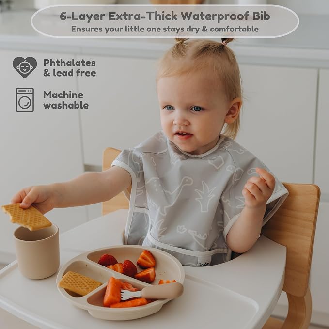 6-Layer Waterproof Baby Bib, Reversible, Adjustable, Stain Oil Resistant - Image 5