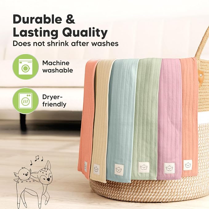 KeaBabies Organic Cotton Burp Cloths Baby Girl, Boy - Image 6