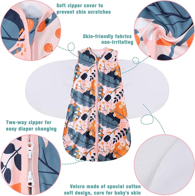Newborn Sleep Sack Baby Swaddle, 3-Way Adjustable Wearable Blanket, 100% Rayon - Image 5