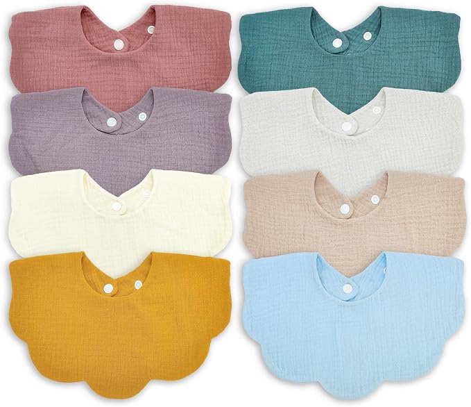 Baby Bibs Muslin Bibs 8 Pack for Drooling and Teething for Unisex Girls Boys by DOSMINE