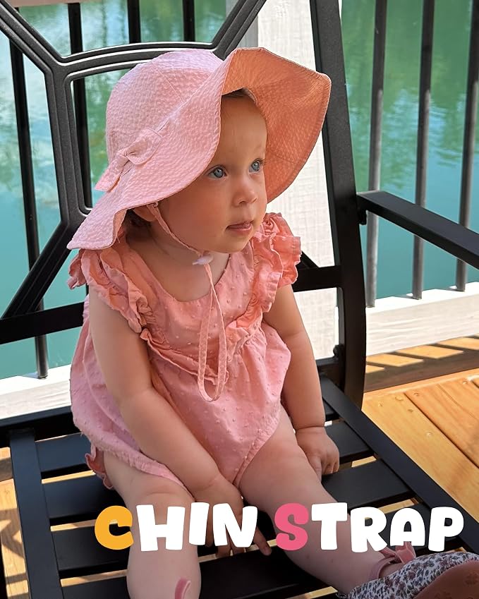 HONGTEYA Baby Sun Hat Toddler Girl Beach Hat Adjustable Outdoor Summer Hat UPF - Image 4