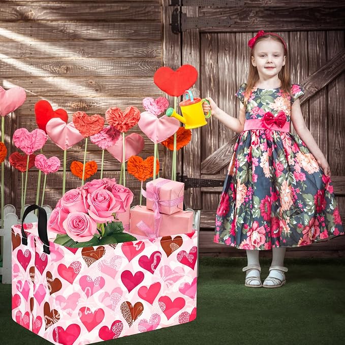 Rectangle Heart Partten Kids Gift Home Shelf Storage Basket Organizer Box - Image 2