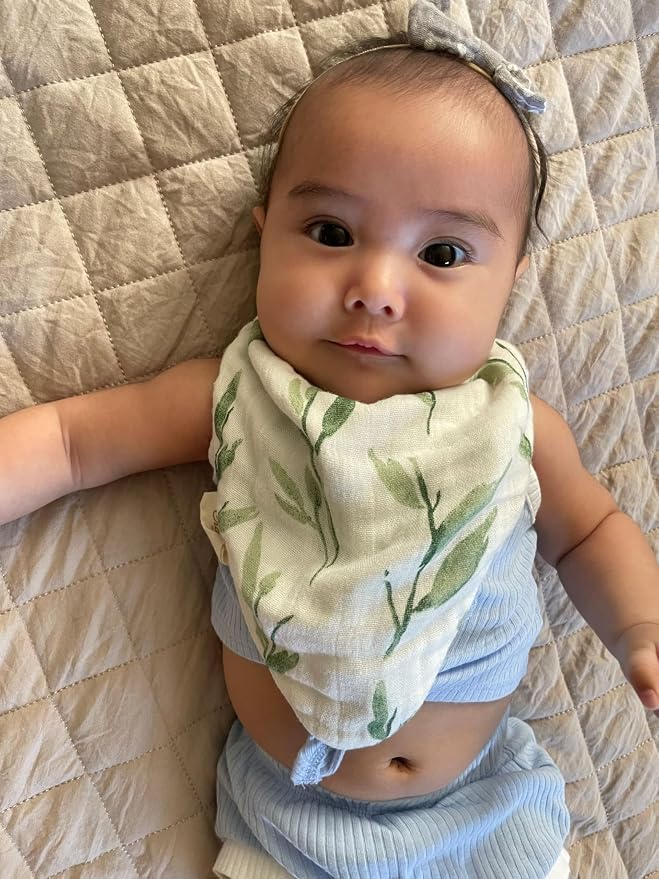Crane Baby Soft Muslin Baby Bib Set, Adjustable and Absorbent Bandana Style Bibs - Image 5