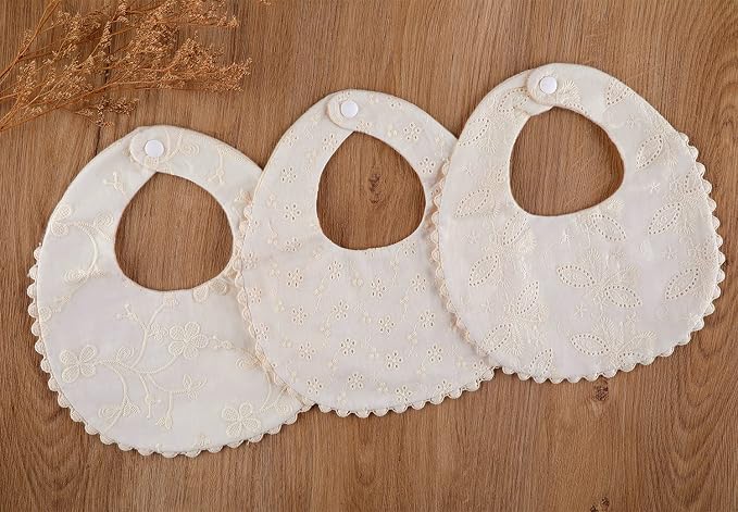 GZMM Baby Bib For Girls, Reversible Waterproof Handmade Natural Cotton Baby - Image 2