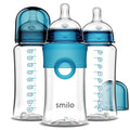 Smilo Baby Bottle Set with Stage 0 Slow Flow Anti Colic Nipple, 10 Oz / 300 ml by Smilo