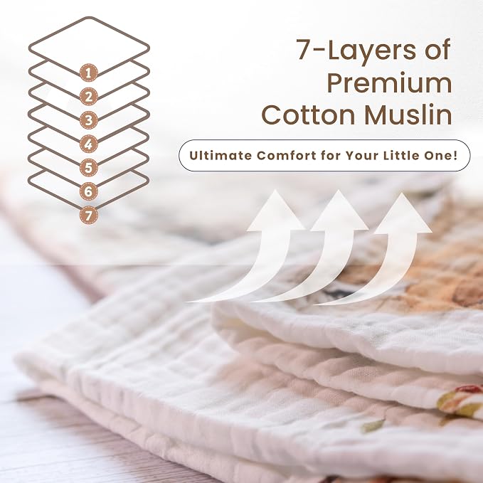 Baby Muslin Woodland Blanket – Reversible Cotton Muslin Baby Quilt, 48x48 - Image 5