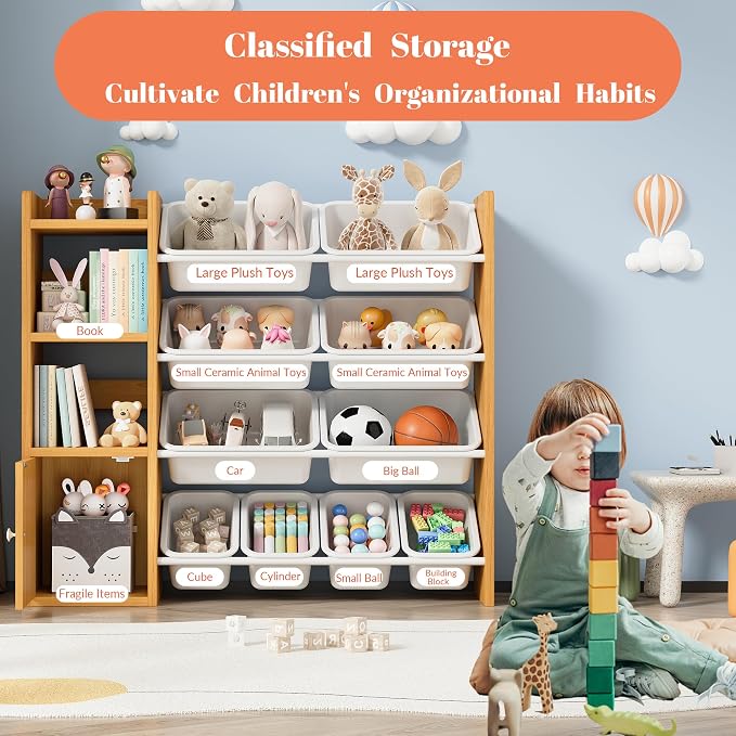 Toy Storage Organizer with 3 Shelves 1Lockers and 10 Bins, Toy Organizers - Image 5