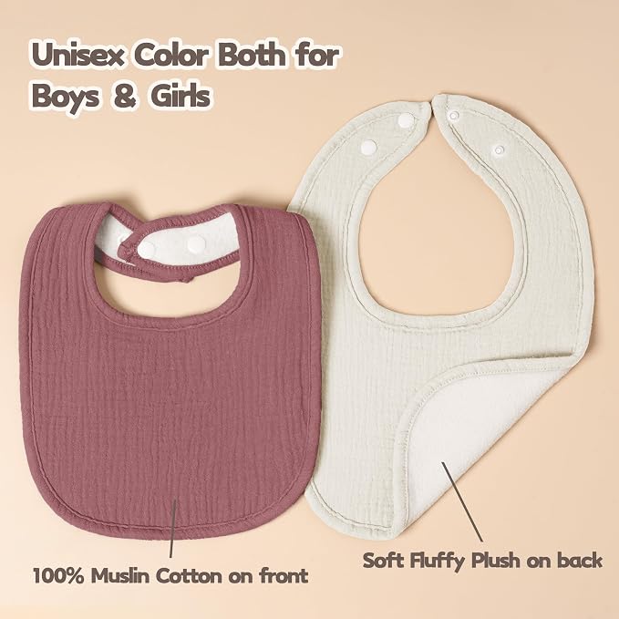 Susurration Muslin Baby Bibs 8 Pack Bandana Drool Bibs, Soft Square Adjustable - Image 4