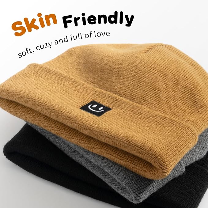 3 Packs Baby Beanie Cute Toddler Beanies Kids Winter Hat Boys Girls Warm Knit - Image 4
