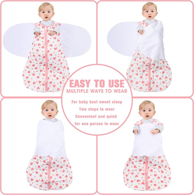 Newborn Sleep Sack Baby Swaddle, 6-12 Months, 3-Way Adjustable Wearable Blanket - Image 3