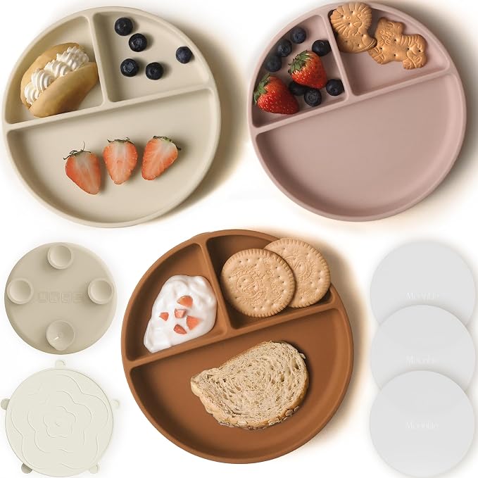 Moonkie Suction Plates for Baby | 100% Silicone BPA-Free Baby Plates by Moonkie