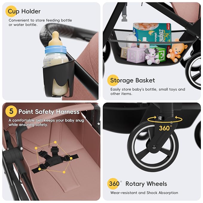 MU Double Stroller, Foldable Twin Tandem Stroller - Image 6