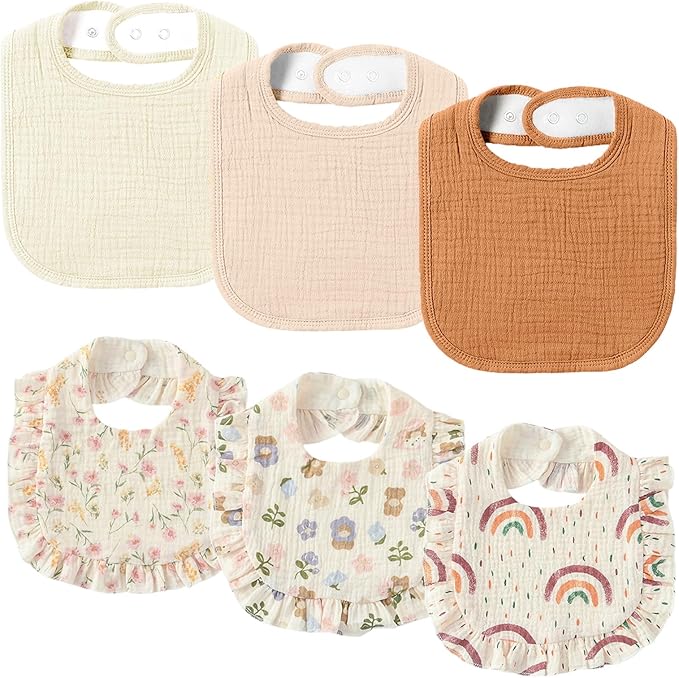 AMAWMW Muslin Baby Bibs for Unisex Boys Girls 6Pack Baby Bandana Drool Bibs by AMAWMW