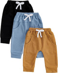Sejardin Toddler Baby Boy Girl Pants 3 Pack Solid Color Elastic Waist Jogger by Sejardin