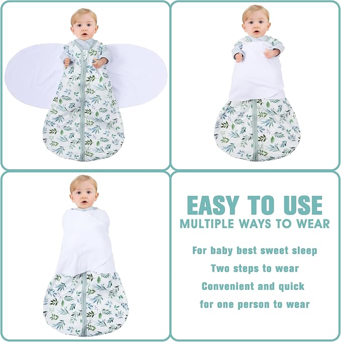 Newborn Sleep Sack Baby Swaddle, 6-12 Months, 3-Way Adjustable Wearable Blanket - Image 3