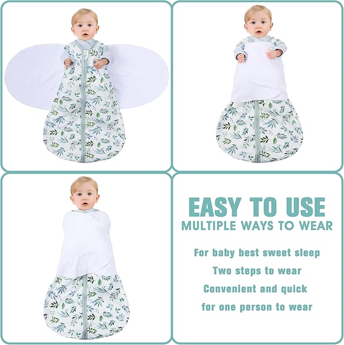 Newborn Sleep Sack Baby Swaddle, 3-6 Months, 3-Way Adjustable Wearable Blanket - Image 3