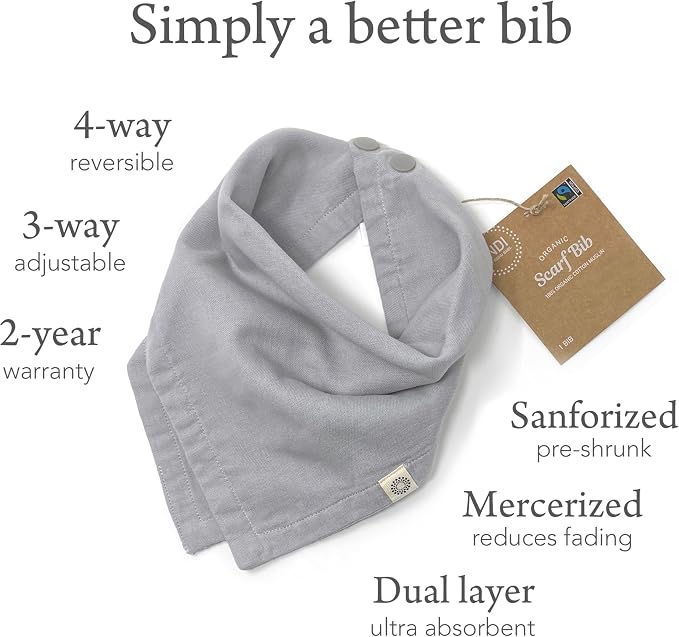 Kishu Baby Indi Organic Baby Bandana Bibs – Fairtrade 4-Way Reversible Drool - Image 9