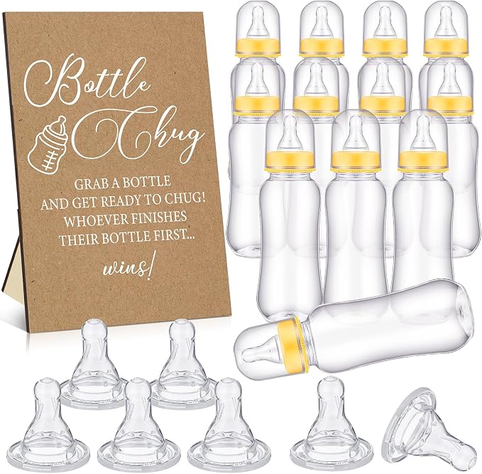 TrelaCo Cool Baby Shower Games Wooden Bottle Chug Sign Rustic Theme Gift Sets by TrelaCo