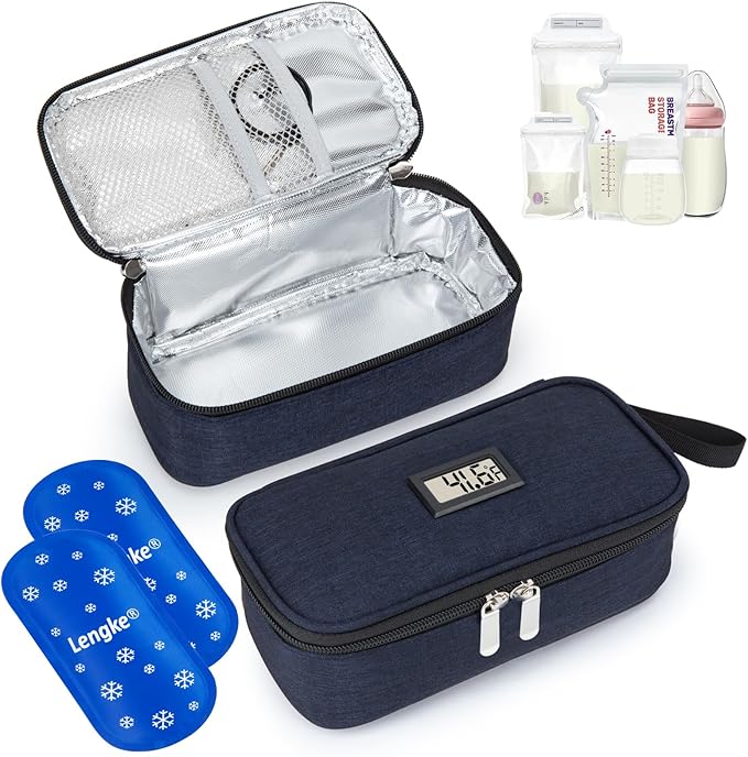 Breast Milk Cooler Travel Bag, Real-Time Temperature Display, Holds 20oz by WIBOND