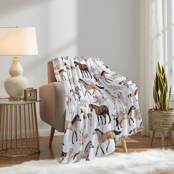 Horse Rose Blanket for Baby Girls Flowers Throw Blanket for Boys, Lightweight - Image 7