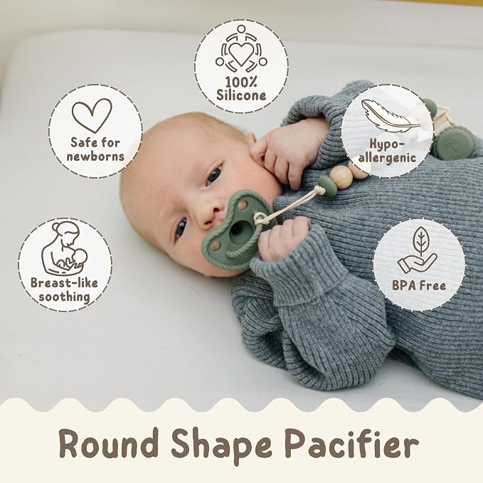 Mila & Lulu Round Shape Silicone Pacifiers; 0 Months and up; 100% Food-Grade - Image 3