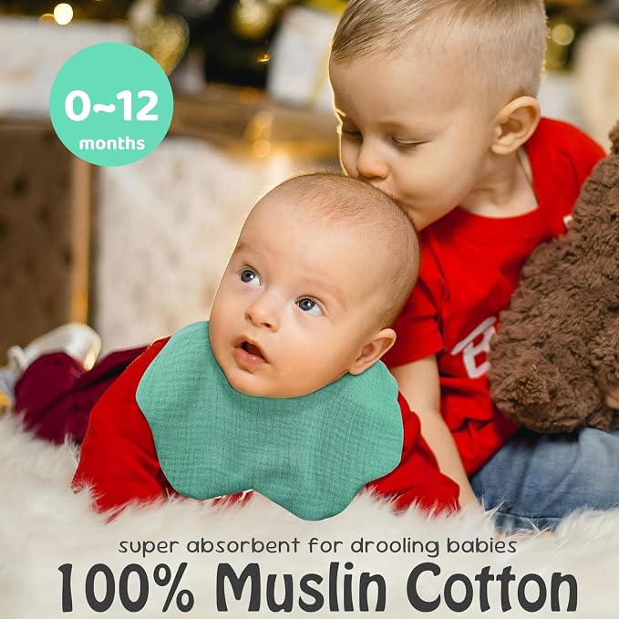 Baby Bibs Muslin Bibs for Baby Girl Boy for Drooling and Teething 10 Pack - Image 3