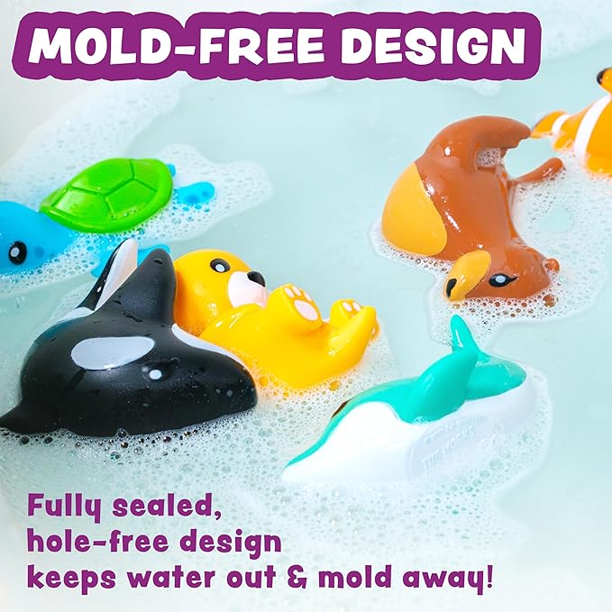 Tub Works® Marine™ Mold Free Bath Toys, 6 Pack | Sealed, No Hole Bath Toys - Image 4