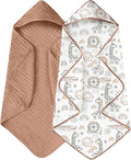 Yoofoss Hooded Baby Towels for Newborn 2 Pack 100% Muslin Organic Cotton Baby by YOOFOSS