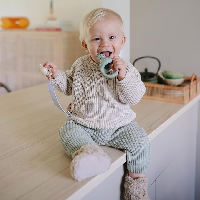 mushie Linen Baby Pacifier Clip Holder | Soft Fabric Strap - Image 6
